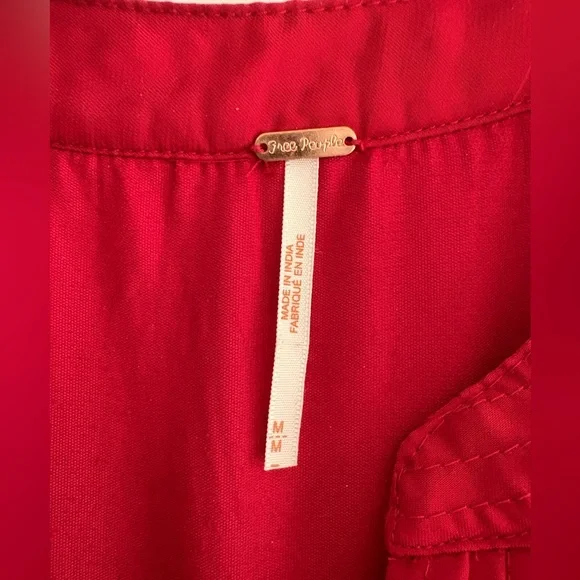 Free People MIA Red Velour Velvet Floral Embroidered Dress - Picture 5 of 7